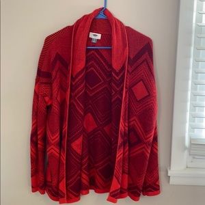 Red Geometric Cardigan